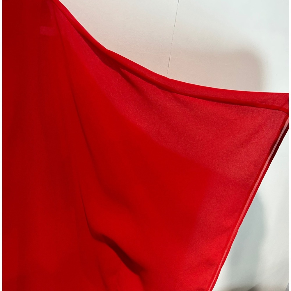 Womens Tomato Red Dress 20W Cape Sleeve Dress Chiffon Overlay Asymmetric Holiday - Picture 7 of 7